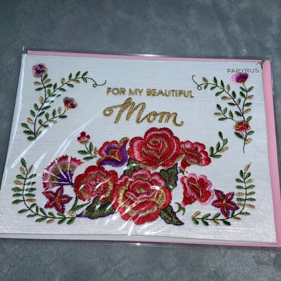 Papyrus Mother’s Day card embroidered floral new - Picture 1 of 2